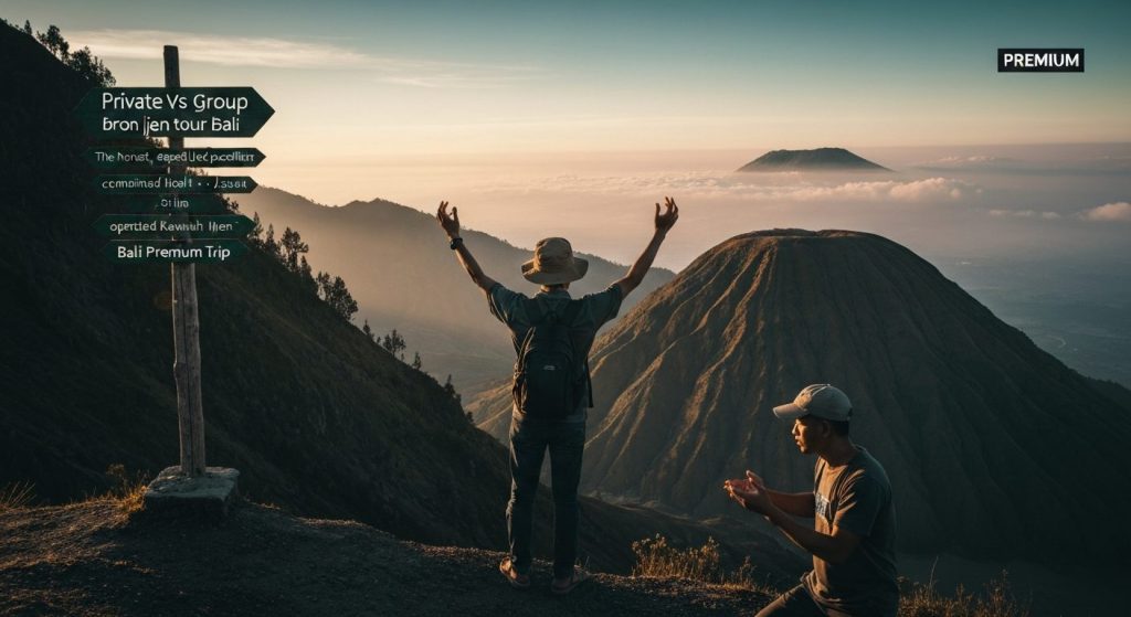 private vs group bromo ijen tour bali — Photorealistic editorial travel photograph relevant to: The honest, expert-led s